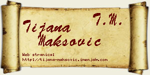 Tijana Maksović vizit kartica